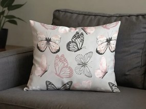 Zestaw 2 szt. dekoracyjnych poszewek na poduszki z mikrofibry MY BUTTERFLY 50x70 cm, jasnoszary