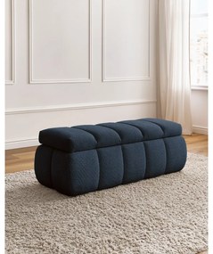 Ciemnoniebieska ławka z materiału bouclé – Bobochic Paris