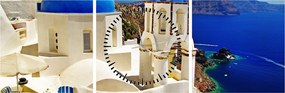 Obraz - Santorini, Grecja (z zegarem) (90x30 cm)