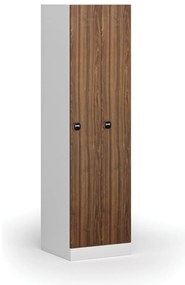 Szafka ubraniowa wąska, 2-drzwiowa, 1850 x 500 x 500 mm, demontaż, zamek RFID, drzwi laminowane, orzech