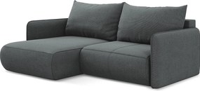 Narożnik lewostronny z funkcją spania - z tkaniny strukturalnej - szary - NANEA