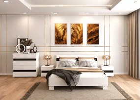 Łóżko dwuosobowe Dannika 160×200 cm na nogach w kolorze białym z czarną wstawką