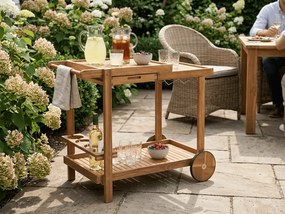 Ogrodowy stolik serwujący na kółkach GRIL PARTY, drewno akacjowe