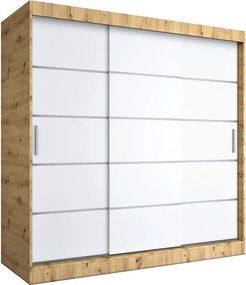 Szafa przesuwna dąb artisan + biały 200 cm D1-S34