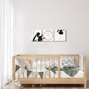 Obraz - Rysunek telefonu w stylu Banksy (z zegarem) (90x30 cm)