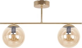 Złoto-bursztynowa lampa sufitowa z 2 szklanymi kloszami - A671 G0-A82