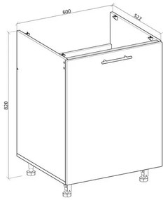 Szafka pod zlew 60 VENTO DK-60/82 biały mat HALMAR