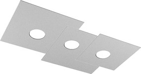 Lampa sufitowa prostokątna Toplight 3-punktowa Plate z oprawką GX53, struktura szara, nowoczesny design 65x37x3cm