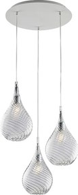 Pluvia Iron zawieszenie z przezroczystym szkłem pyrex 3 światła 141 Ø50 BL264-S3-TR