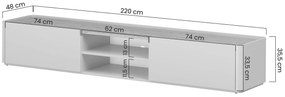 Szafka RTV Elivo 220 cm - kaszmir / dąb olejowany