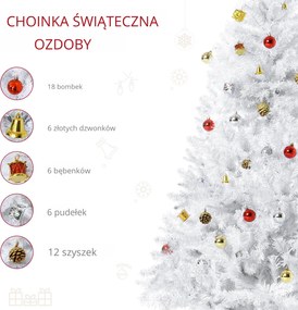 Choinka sztuczna biała 150 cm ze stojakiem HOMCOM | Aosom PL