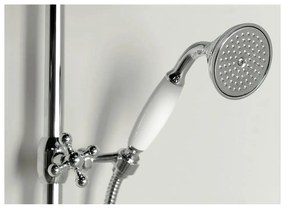 Zestaw prysznicowy z mosiądzu w kolorze srebra z połyskiem z baterią z termostatem, deszczownicą i słuchawką prysznicową 142 cm Antea – Sapho