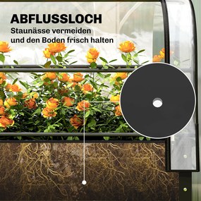 Outsunny Podwyższana grządka z nakładką szklarniową, pojemnik z otwieraną pokrywą, rolowane drzwi na zamek, otwór odpływowy Czarny | Aosom PL