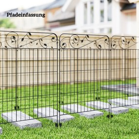 Outsunny Płot Ogrodowy z Kraty Furtka Vintage 365x0.8x112cm Czarny Odporny na Warunki Atmosferyczne | Aosom PL