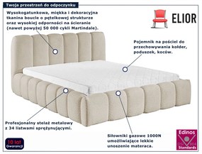 Beżowe łózko tapicerowane tkaniną boucle A4-A39