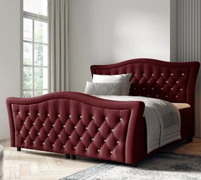 Bordowe łóżko pikowane w stylu glamour 5 rozmiarów Z8-D43