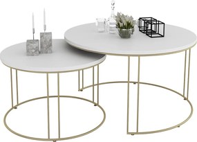 Komplet dwóch stolików kawowych glamour złoty + biały S6-Z84