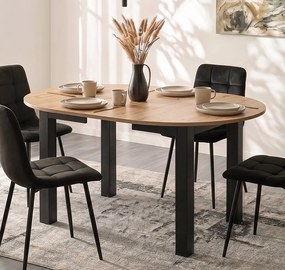 Mały stół loftowy z funkcją rozkładania Harry 102-142 cm, dąb craft/czarny