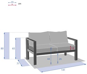 Sofa ogrodowa aluminiowa EVASION