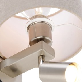 Stalowa lampa ścienna z lampką do czytania i kloszem 18 cm jasnobrązowa - Brescia Nowoczesny Oswietlenie wewnetrzne