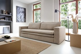 Masseno Sofa SCORZA z funkcją spania i pojemnikiem na pościel, Rozkładana sofa - Beżowy, POSO 100