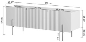Szafka RTV Malmi 150 cm - kaszmir / złote nóżki