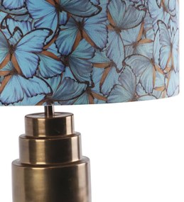 Lampa stołowa art deco brąz klosz welurowy motyle 50cm - Bruut ArtDeco Oswietlenie wewnetrzne