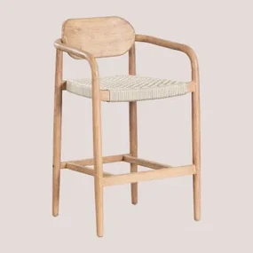 Wysoki Drewniany Taboret (66,5 Cm) Naele Kremowa - Sklum