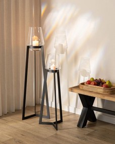 Świecznik ze szklanym kloszem Loft Glow duży 30x30x114 cm