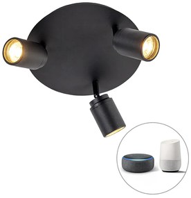 Inteligentny reflektor łazienkowy czarny IP44 w komplecie z 3 żarówkami WiFi GU10 - Ducha Nowoczesny Oswietlenie wewnetrzne