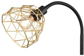 Lampa stojąca w czarno-złotym kolorze z metalowym kloszem (wys. 180 cm) Haval – Trio