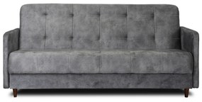 Sofa z Funkcją Spania TIVOLI Wersalka Rozkładana Dwuosobowa Szara Welurowa Nowoczesna do Salonu