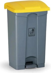 Uniwersalny kosz na śmieci do segregacji z pedałem, 87 l, 830 x 500 x 410 mm, żółty