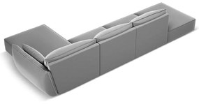 Jasnoszary aksamitny narożnik (prawostronny/z szezlongiem) Vanda – Mazzini Sofas