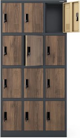 Szafa BHP z 12-skrytkami 90x40x185 cm Eco Design Marcin, antracyt/orzech