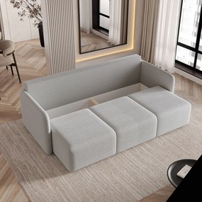 Masseno Sofa SUVI III z funkcją spania i pojemnikiem na pościel, Rozkładana sofa - Jasnoszary, QUELLE 83