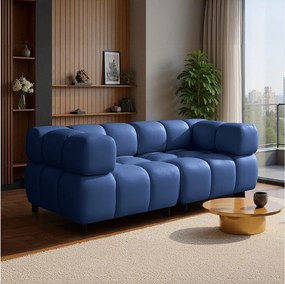 Sofa z weluru TONDO 3-osobowa w kolorze midnight blue - Design w formie bąbelków, pianka wysokoelastyczna, łatwy montaż