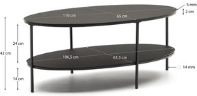 Czarny stolik ze szklanym blatem 65x110 cm Fideia – Kave Home