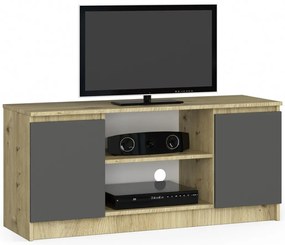 Nowoczesna szafka RTV dąb artisan - grafit / szary T4-E23
