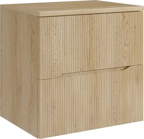 Szafka łazienkowa wisząca prążkowana z półką – Jasny naturalny – 60 cm – ORISO