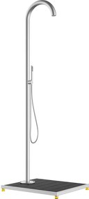 Prysznic zewnętrzny z płytą - Inox szczotkowany - Srebrny - H 230 cm - DESNARO