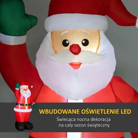 Outsunny Święty Mikołaj, 1,84 m wysokości z oświetleniem LED, dmuchana dekoracja ogrodowa