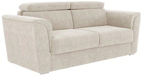 Kanapa 3-osobowa rozkładana typu express z beżową tapicerką - Miejsce do spania z szerokimi listewkami 140 cm - Materac 18 cm - RIZORA