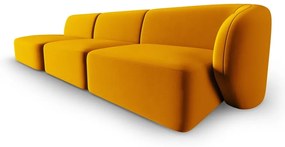 Musztardowa aksamitna sofa prawostronna 311 cm Paolo – Milo Casa