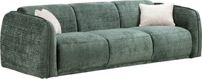 Kanapa  3-osobowa z zielonej tkaniny szenilowej JUNETI