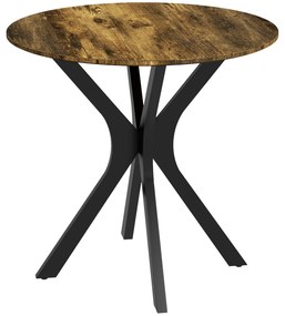 HOMCOM Stół Kuchenny dla 2 Osób, Okrągły, Stelaż z Malowanej Proszkowo Stali, Ø78 cm, Rustykalny Brąz