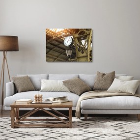 Obraz na szkle - Zegar na dworcu (70x50 cm)