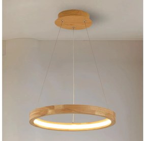 Brilagi - Lampa wisząca LED na lince UMEA WOOD LED/30W/230V, śr. 40 cm, drewno kauczukowe