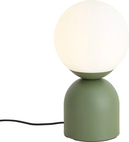 Lampa stołowa Hotel Chic zielona ze szkłem opalowym - Pallon Trend