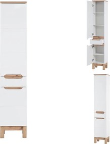 Zestaw białych mebli łazienkowych Bali 007 - szafka 80 cm z umywalką i słupek
